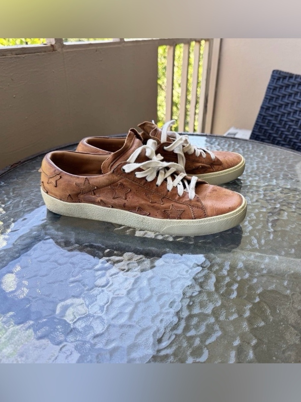 Saint Laurent Court Classic Tan Leather Star Sneakers - Size EU 40 (Insole 25,5) - Picture 2 of 11